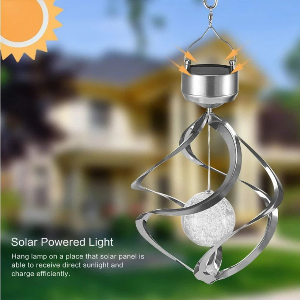 Solar LED Wind Chime Spinner Light for Garden & Patio