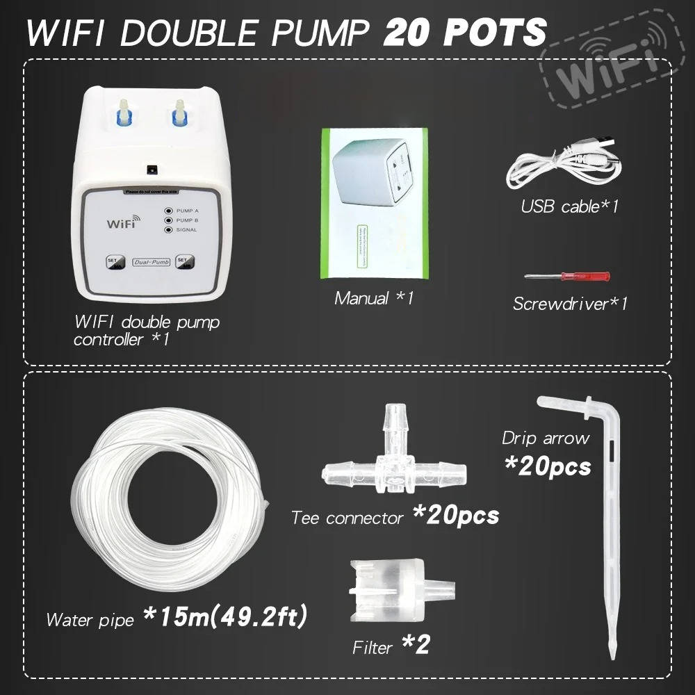 WiFi Smart Plant Waterer - Automatic Drip System for 20 Pots