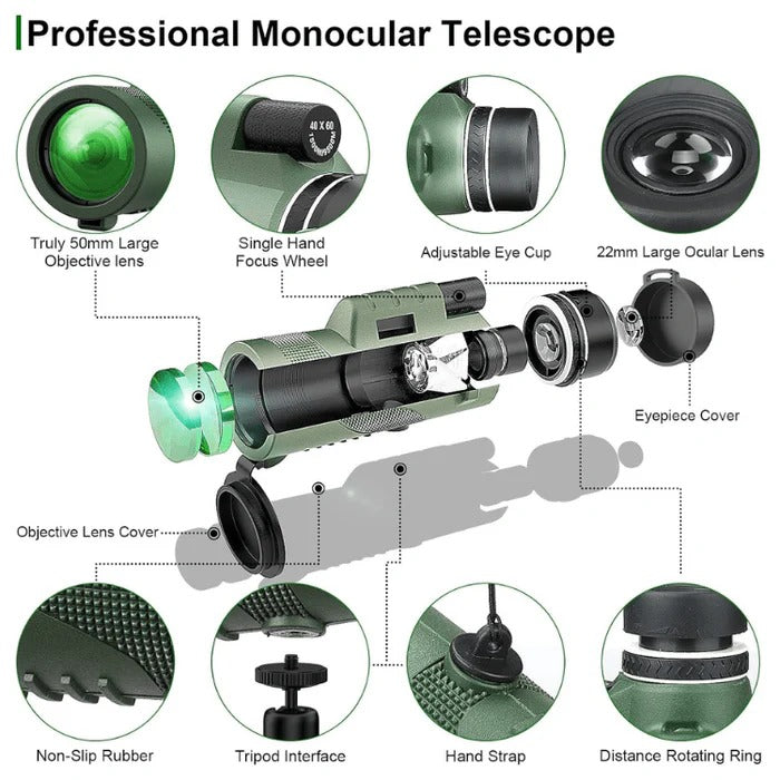 Handheld Compact Monocular with 600x Zoom
